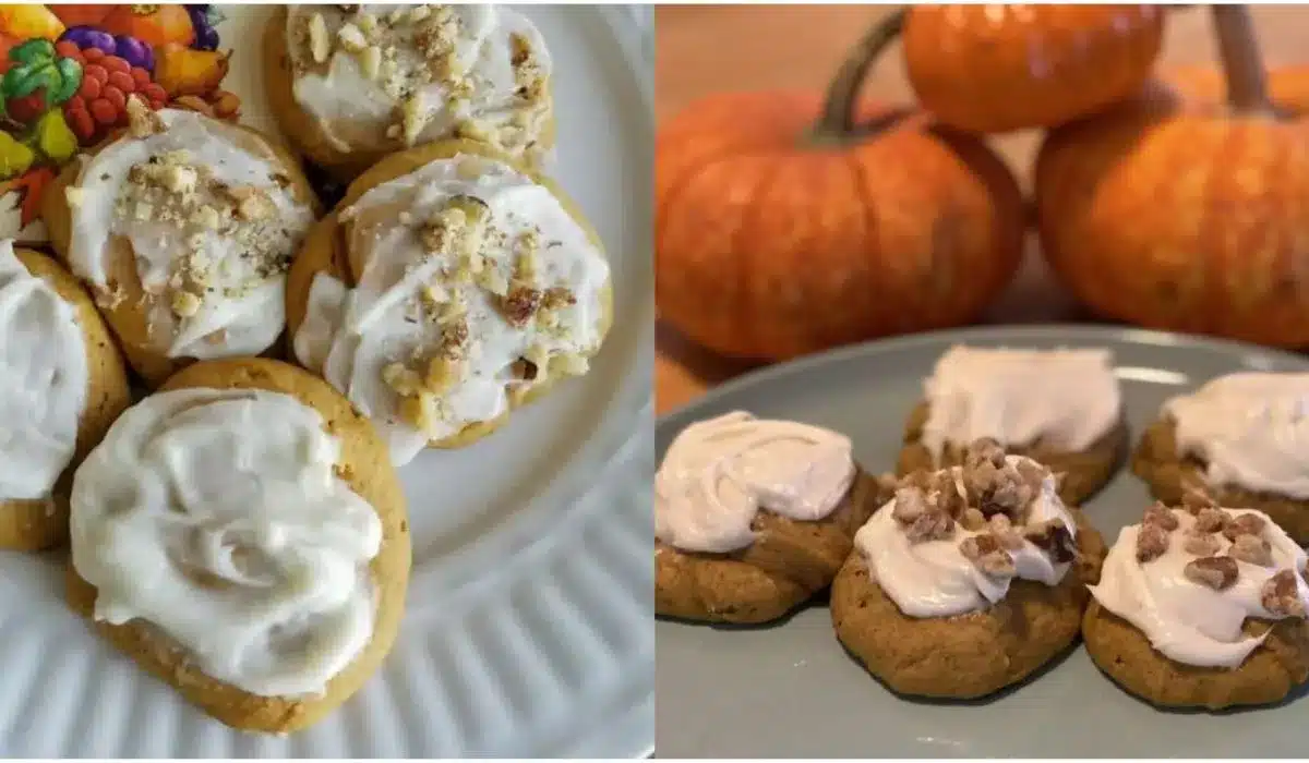 Pumpkin Cookies with Cream Cheese Frosting