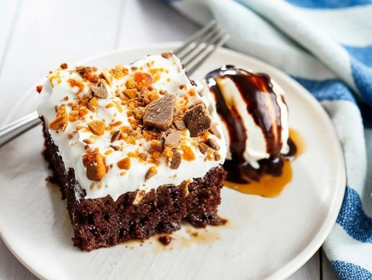 Butterfinger Poke Cake