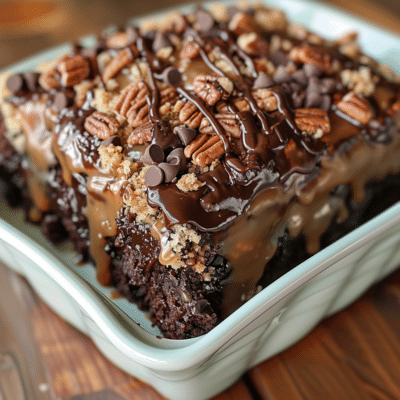 German Chocolate Poke Cake