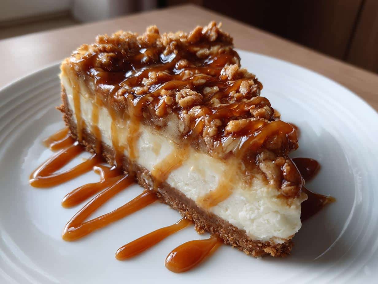 Caramel Apple Crisp Cheesecake