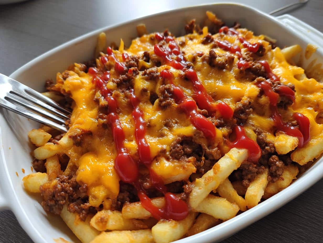Irresistible Cheeseburger French Fry Bake in 1 Pan