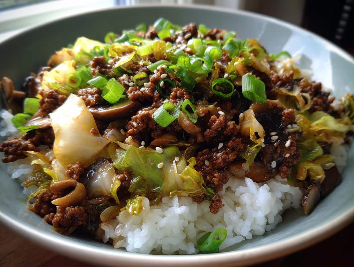 Chinese Ground Beef and Cabbage Stir-Fry