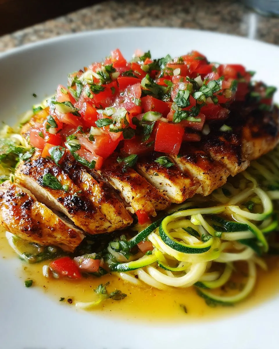 Bruschetta Chicken with Zucchini Noodles - detail 1