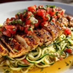 Bruschetta Chicken with Zucchini Noodles
