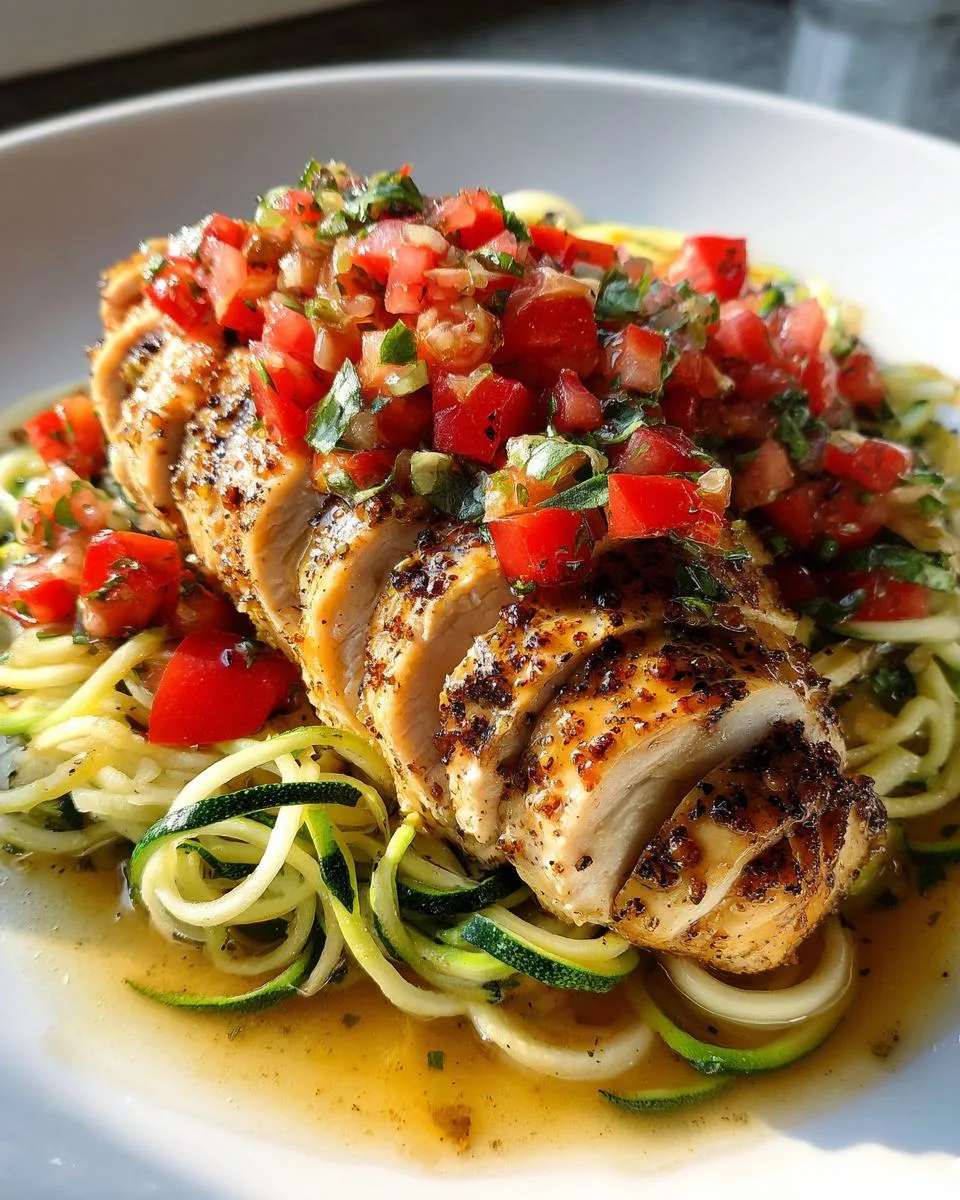 Bruschetta Chicken with Zucchini Noodles - detail 2