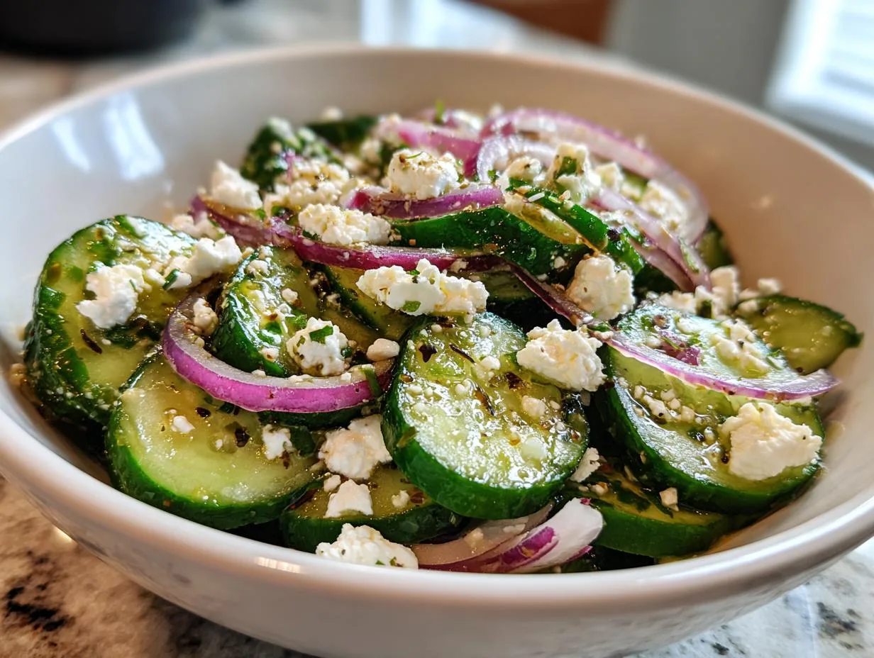 15-Minute Refreshing Cucumber Feta Salad Recipe