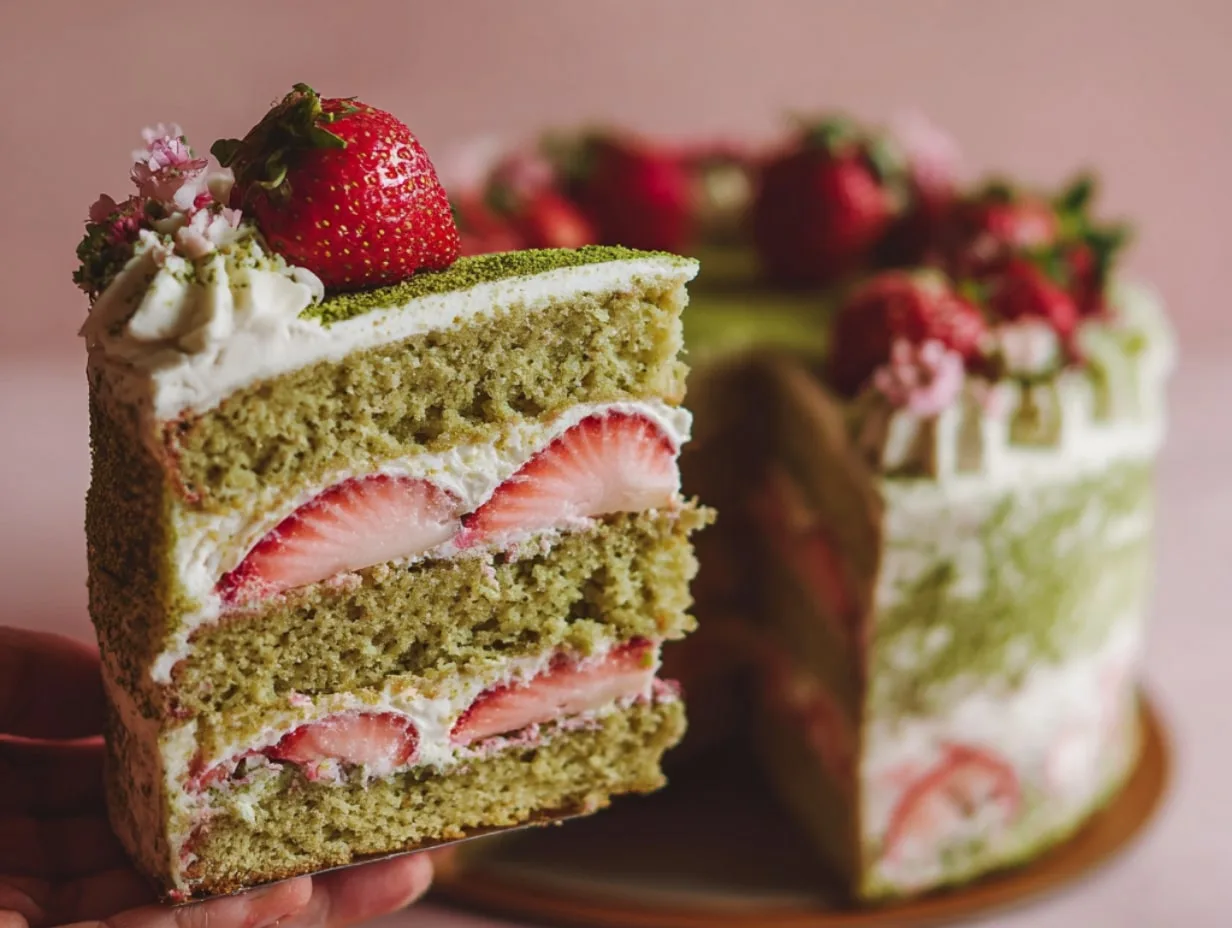 Matcha Strawberry Cake