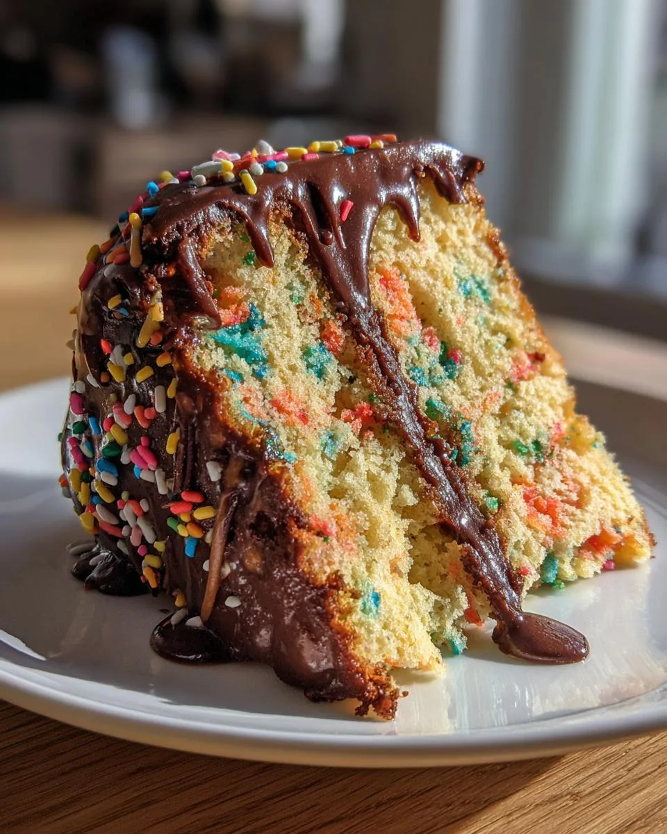 funfetti cake with chocolate frosting - detail 5