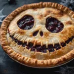 Halloween pie with Jack Skellington face design
