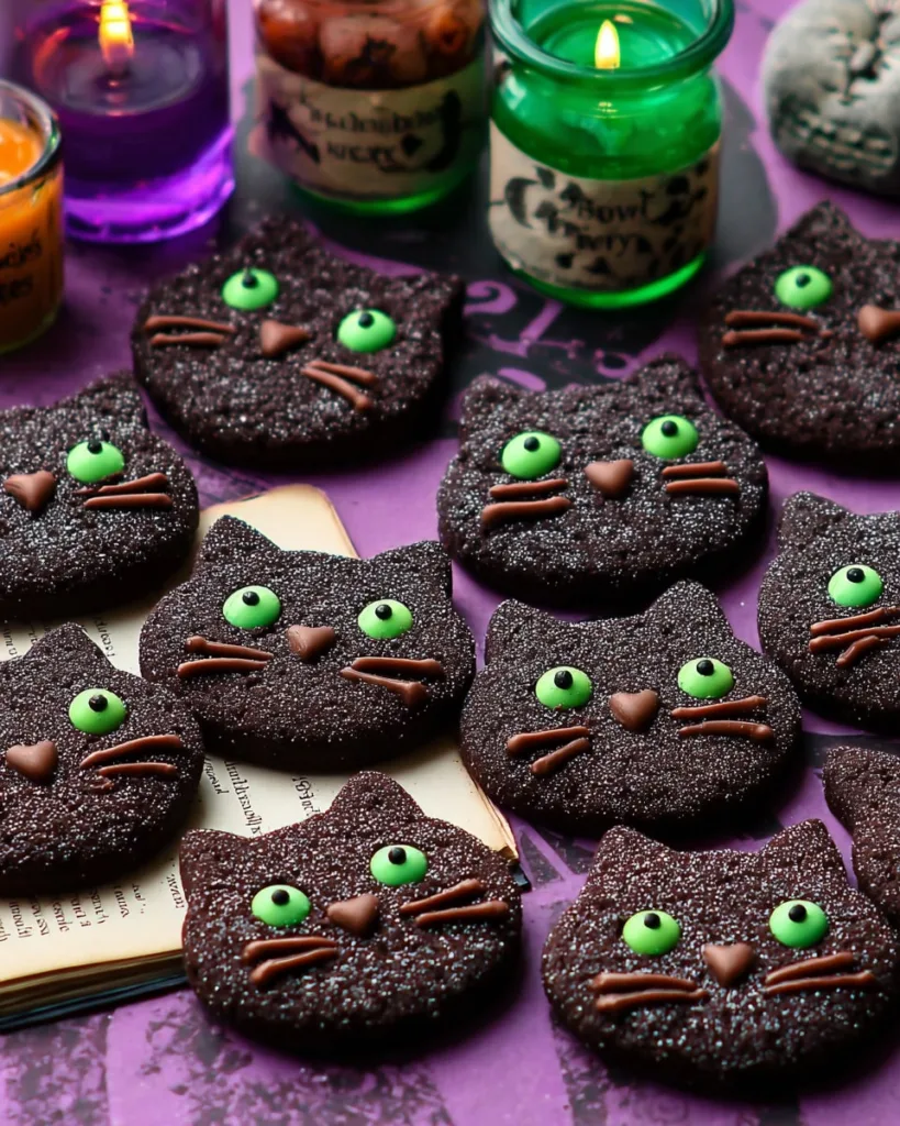 Halloween black cat cookies inspired by Binx from Hocus Pocus