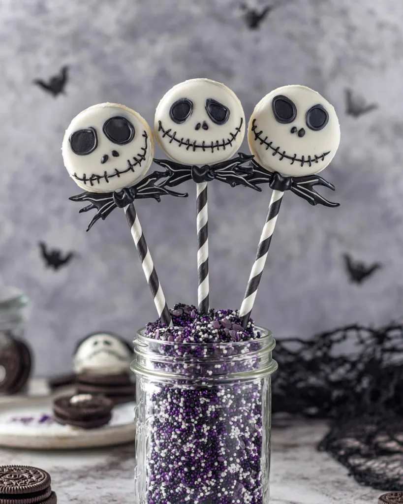 Step-by-step Oreo pops dipped in white chocolate for Halloween