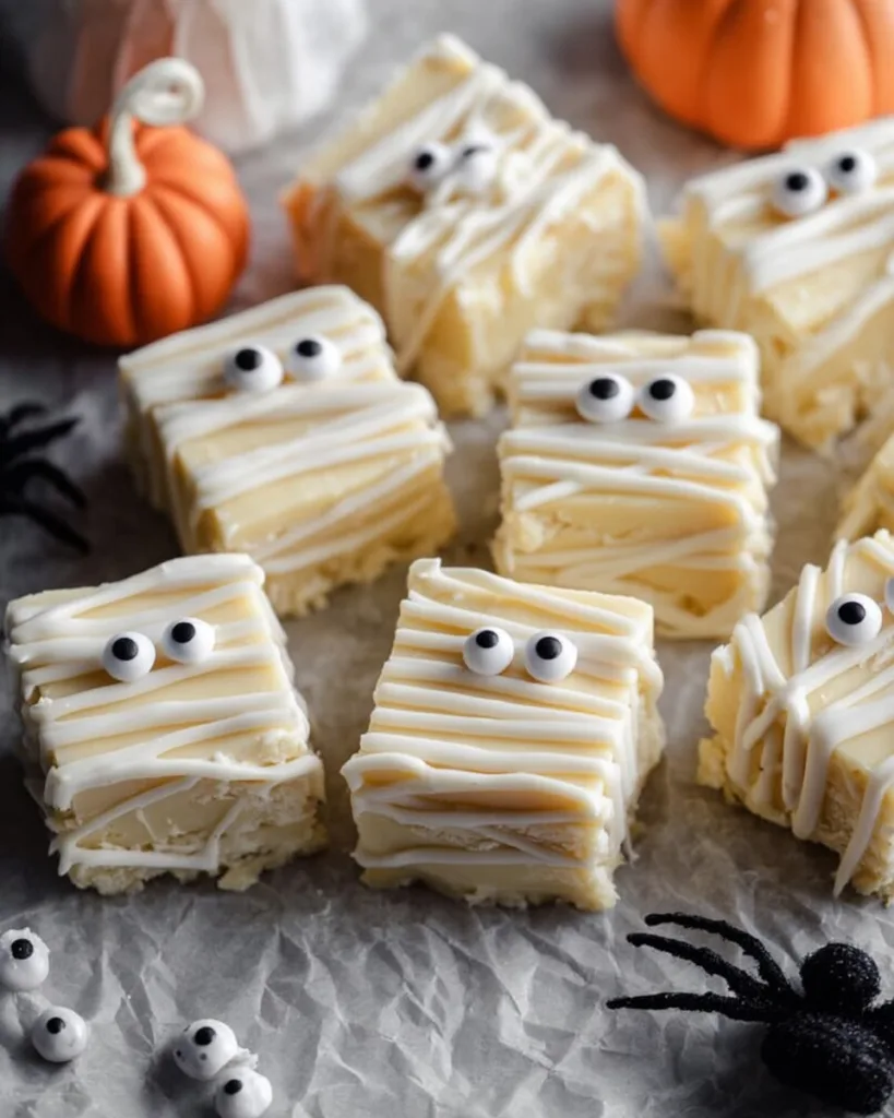 How to make mummy fudge with white chocolate and candy eyes