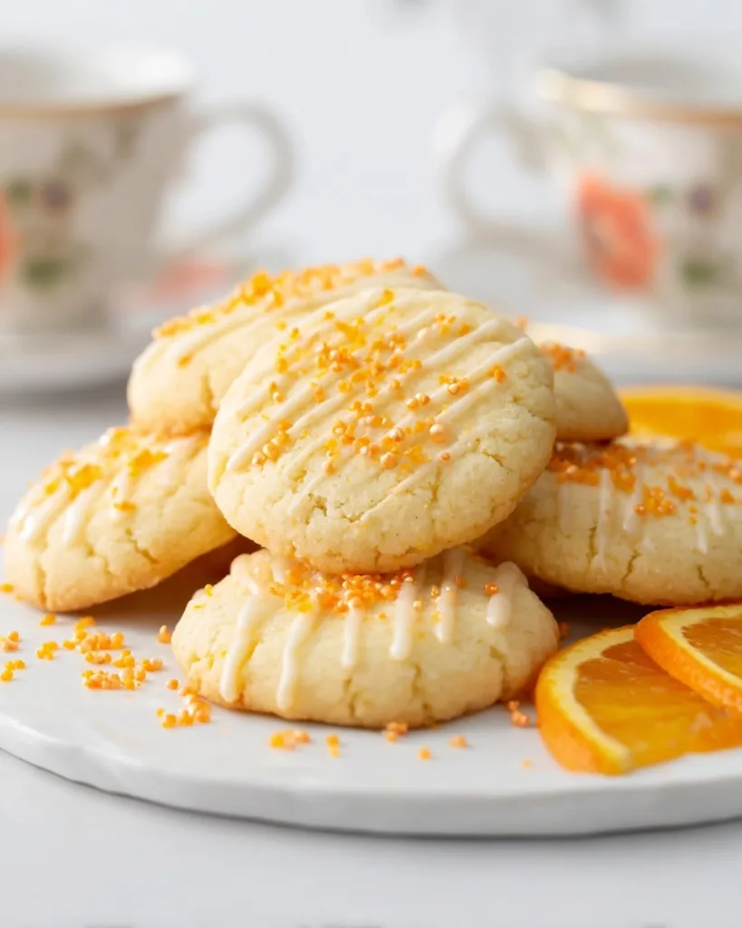 Homemade orange shortbread cookies with orange zest topping