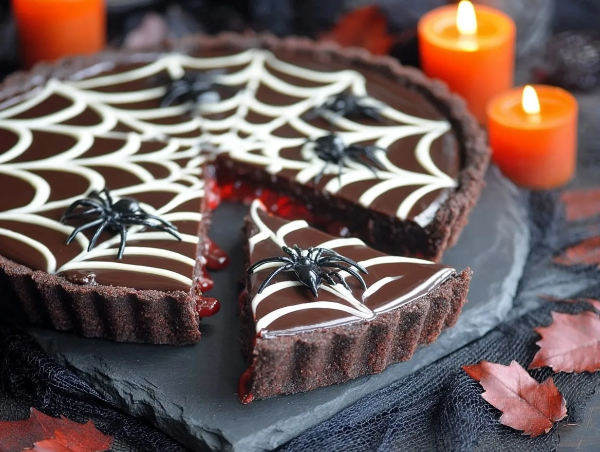 Spiderweb Chocolate Tart
