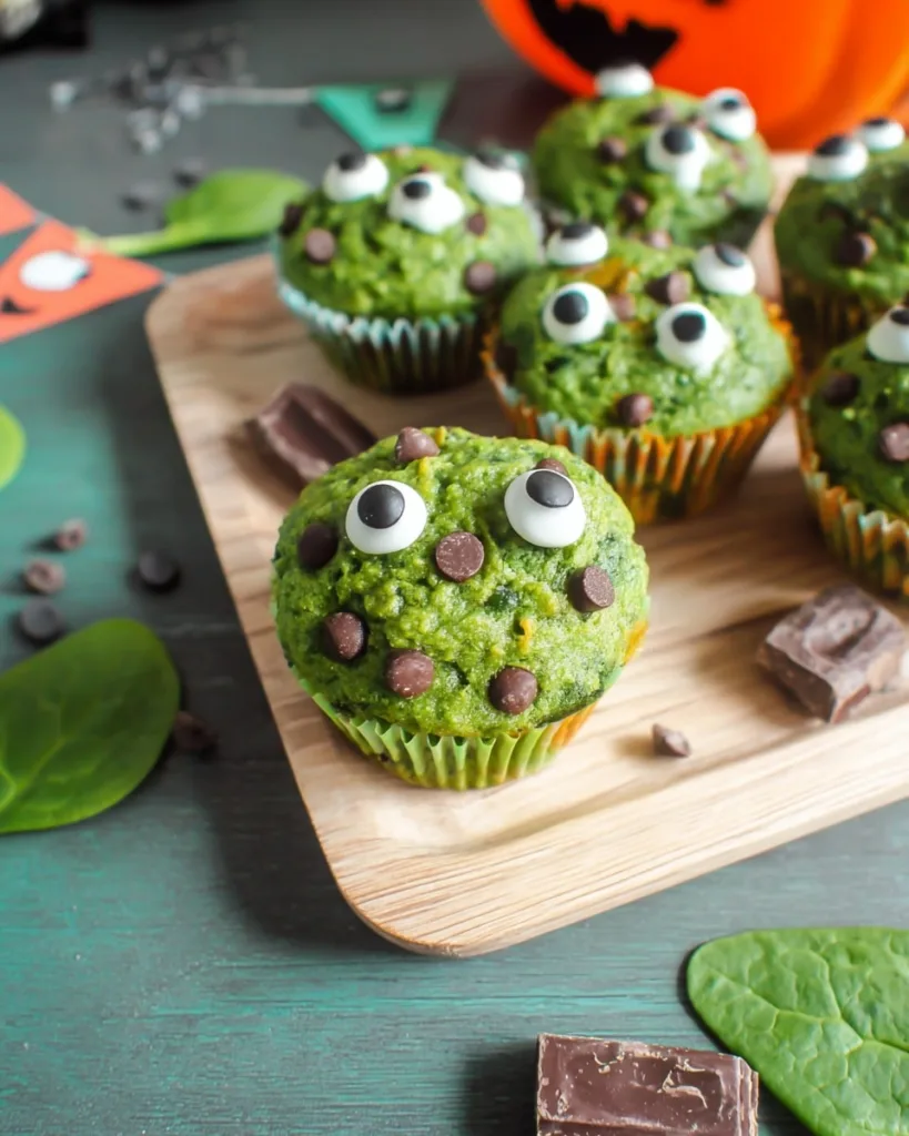 spinach monster muffins recipe for Halloween parties