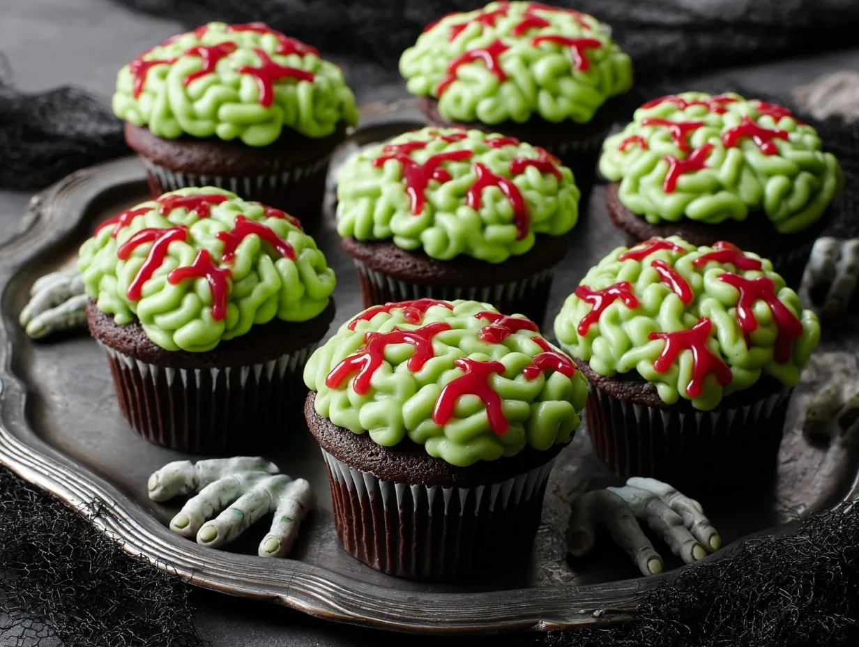 Zombie Brain Cupcakes
