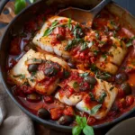 Baked Cod Puttanesca