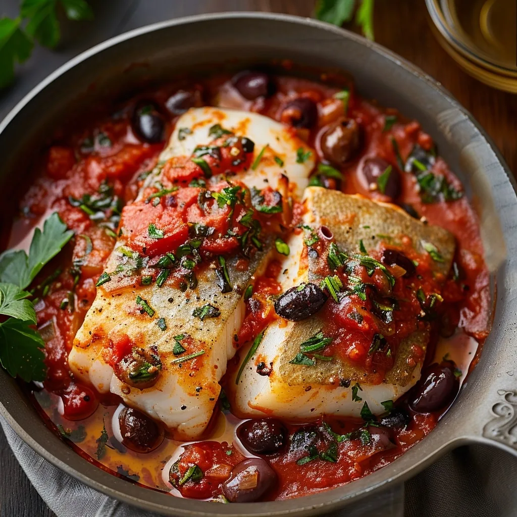 Baked Cod Puttanesca