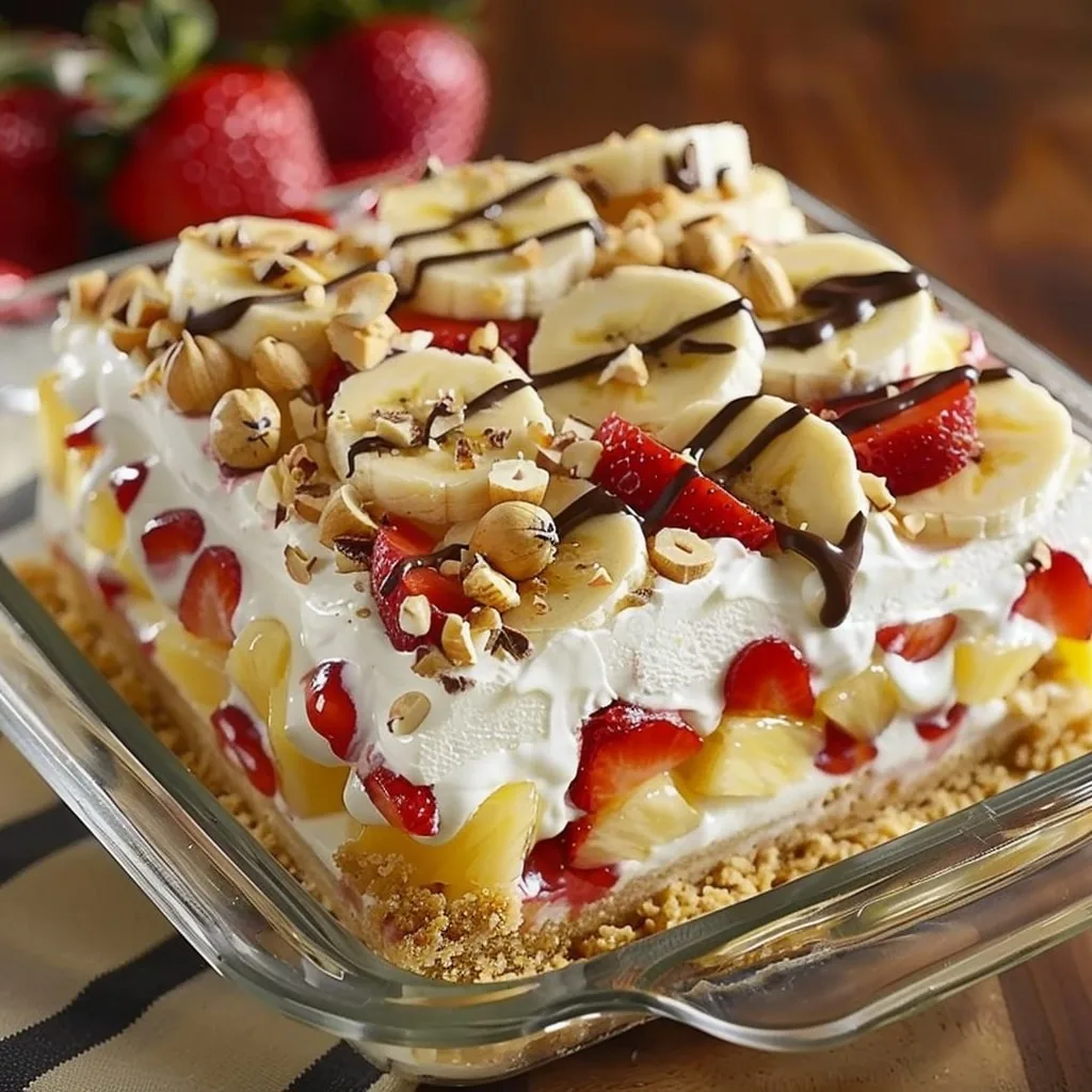 No-Bake Banana Split Cake Recipe