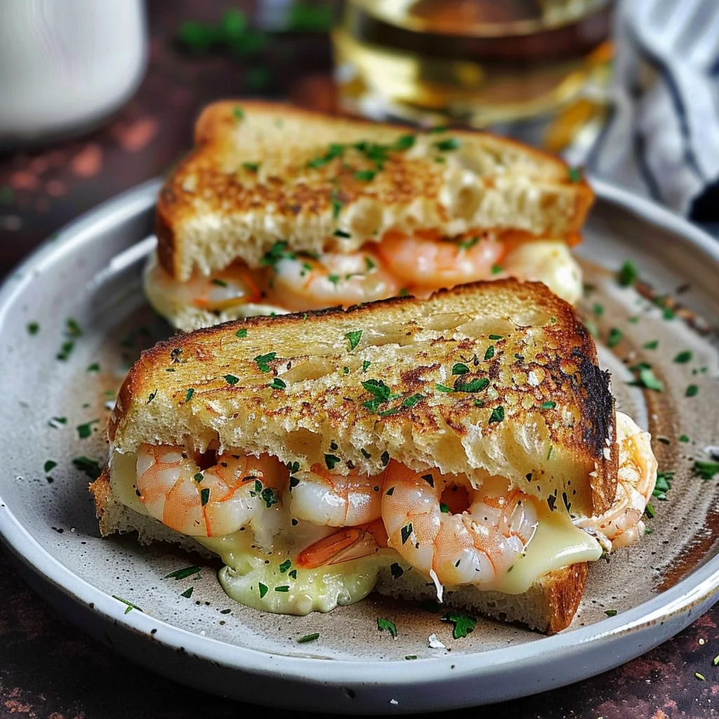 Cheesy Garlic Bread Shrimp Grilled Cheese 2