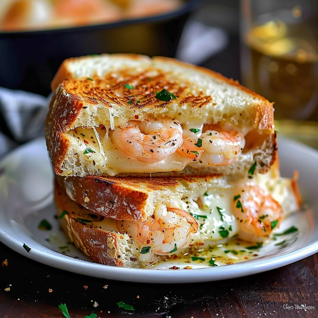 Cheesy Garlic Bread Shrimp Grilled Cheese 1
