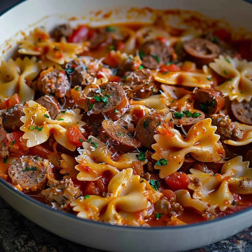 Italian Sausage with Bow Tie Pasta 3