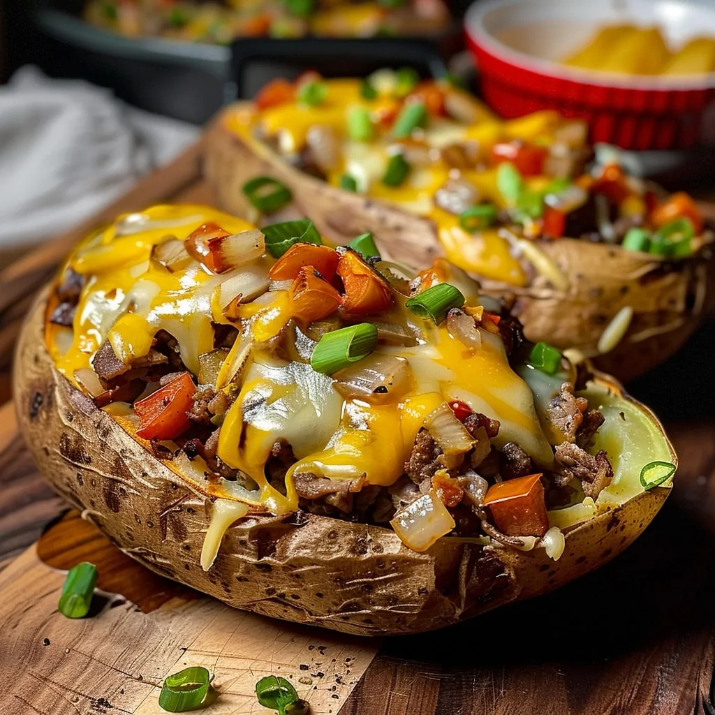 Philly Cheesesteak Baked Potato