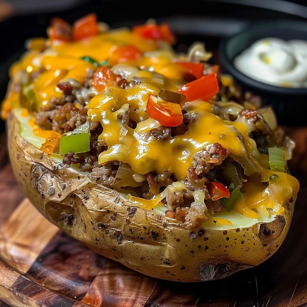 Philly Cheesesteak Baked Potato