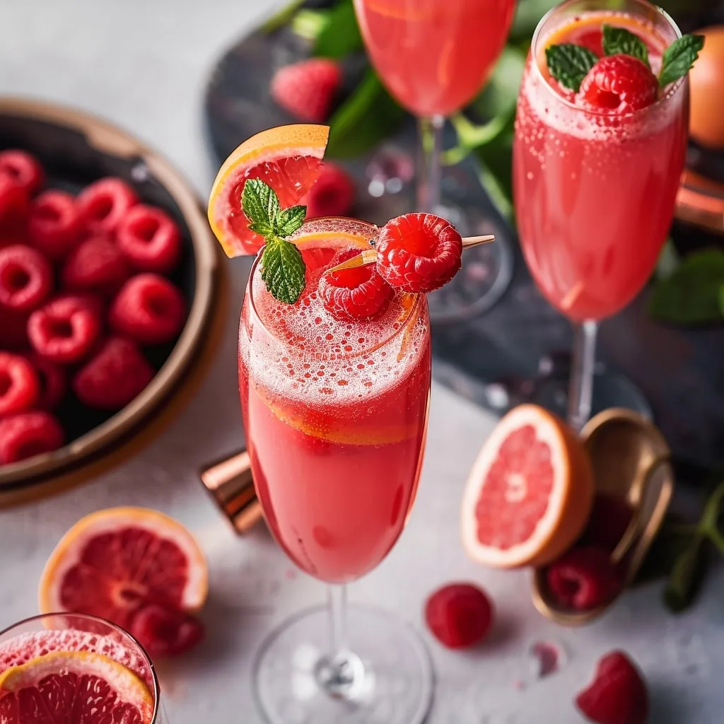 Raspberry Grapefruit Mimosas