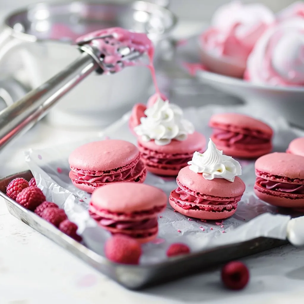 Raspberry Rose Macarons 1