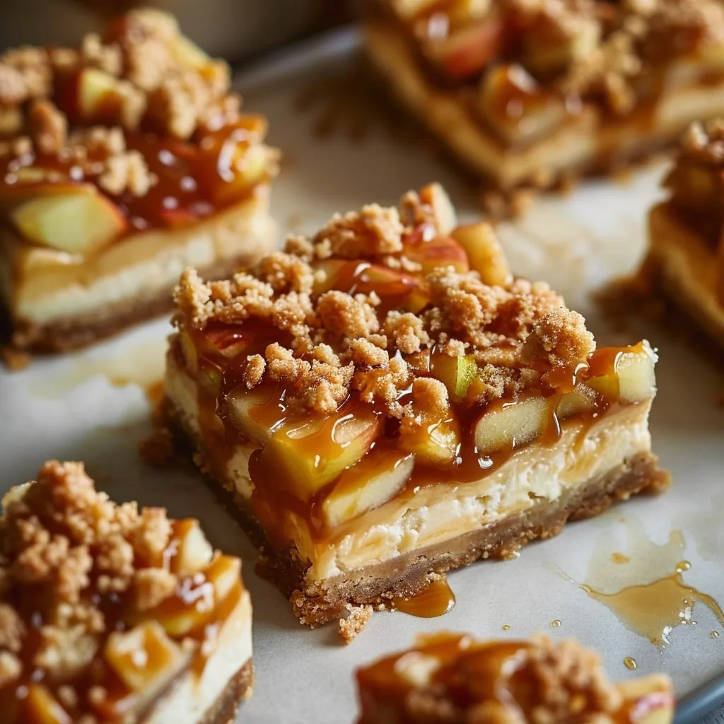 Salted Caramel Apple Cheesecake Bars Recipe