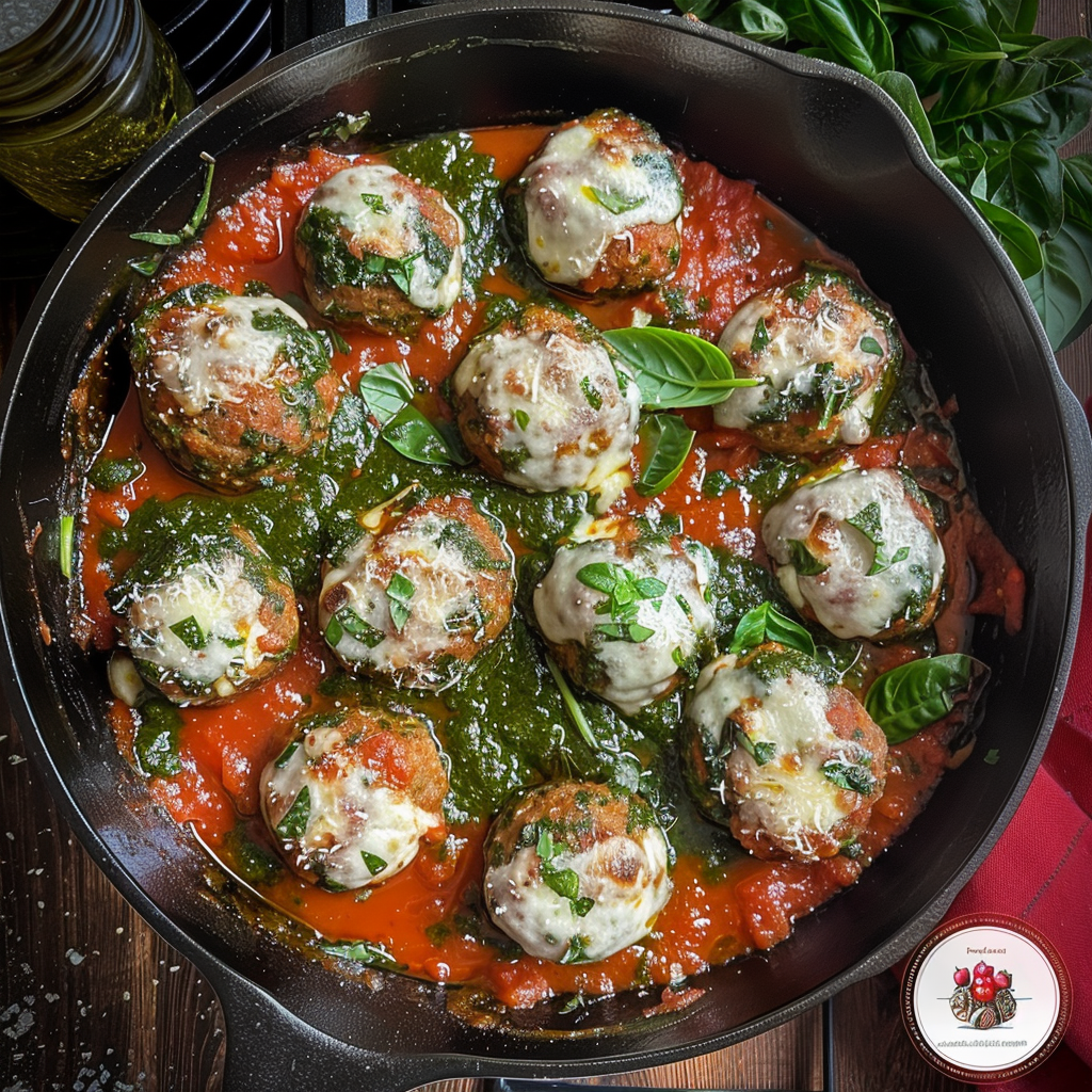 Spinach Garlic Meatballs Stuffed