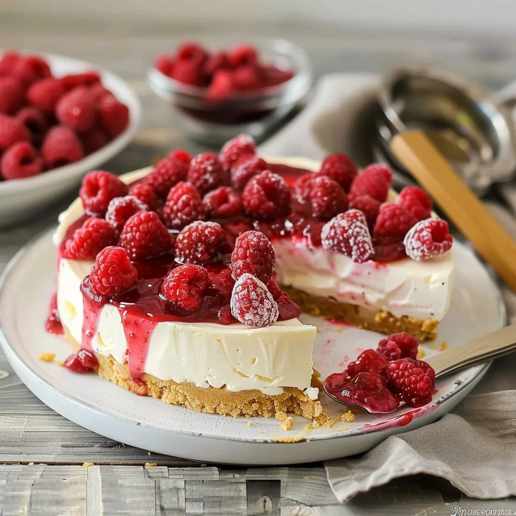 No-Bake White Chocolate Raspberry Cheesecake