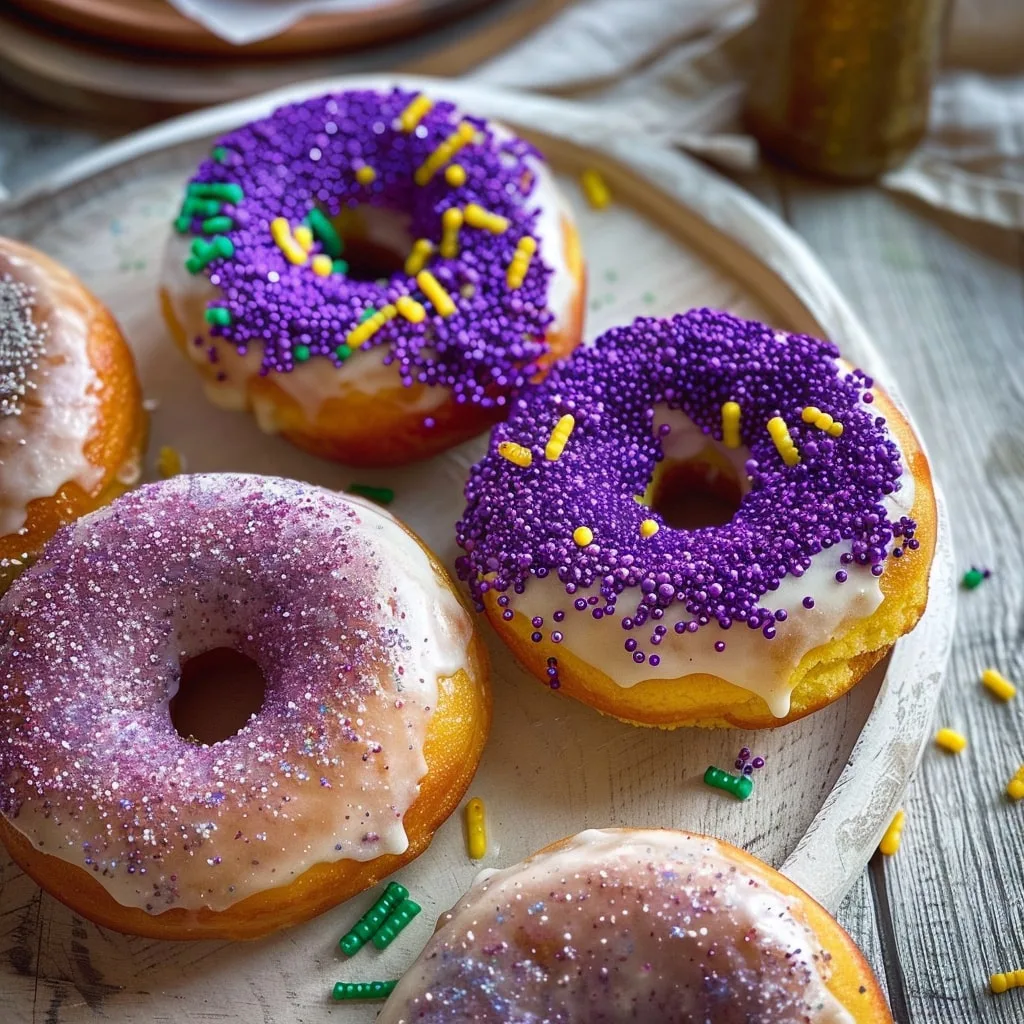 Baked King Cake Donuts Recipe