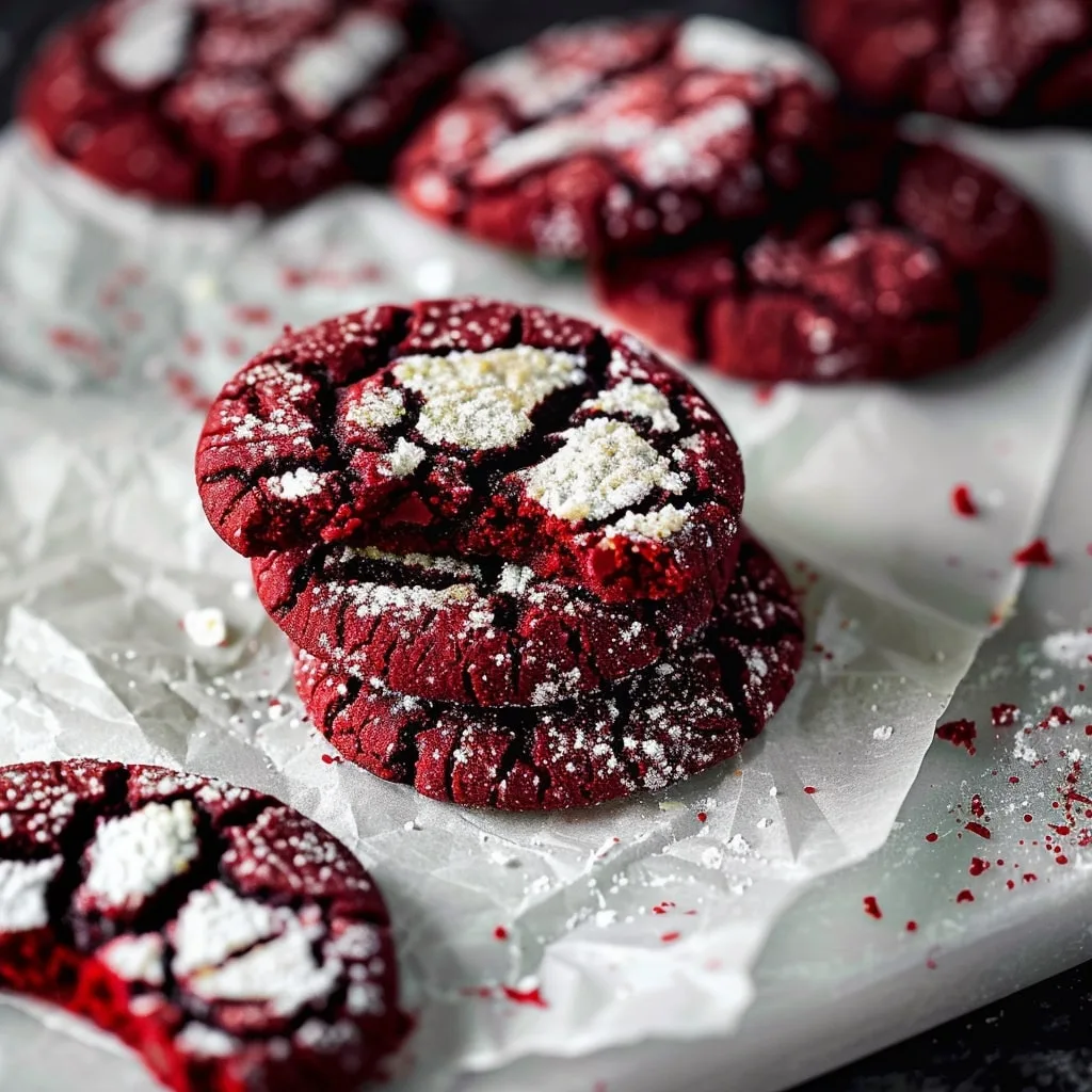 Red Velvet Crinkle Cookies