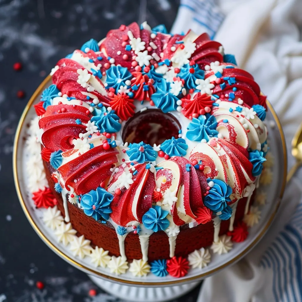 Red White and Blue Fireworks Cake