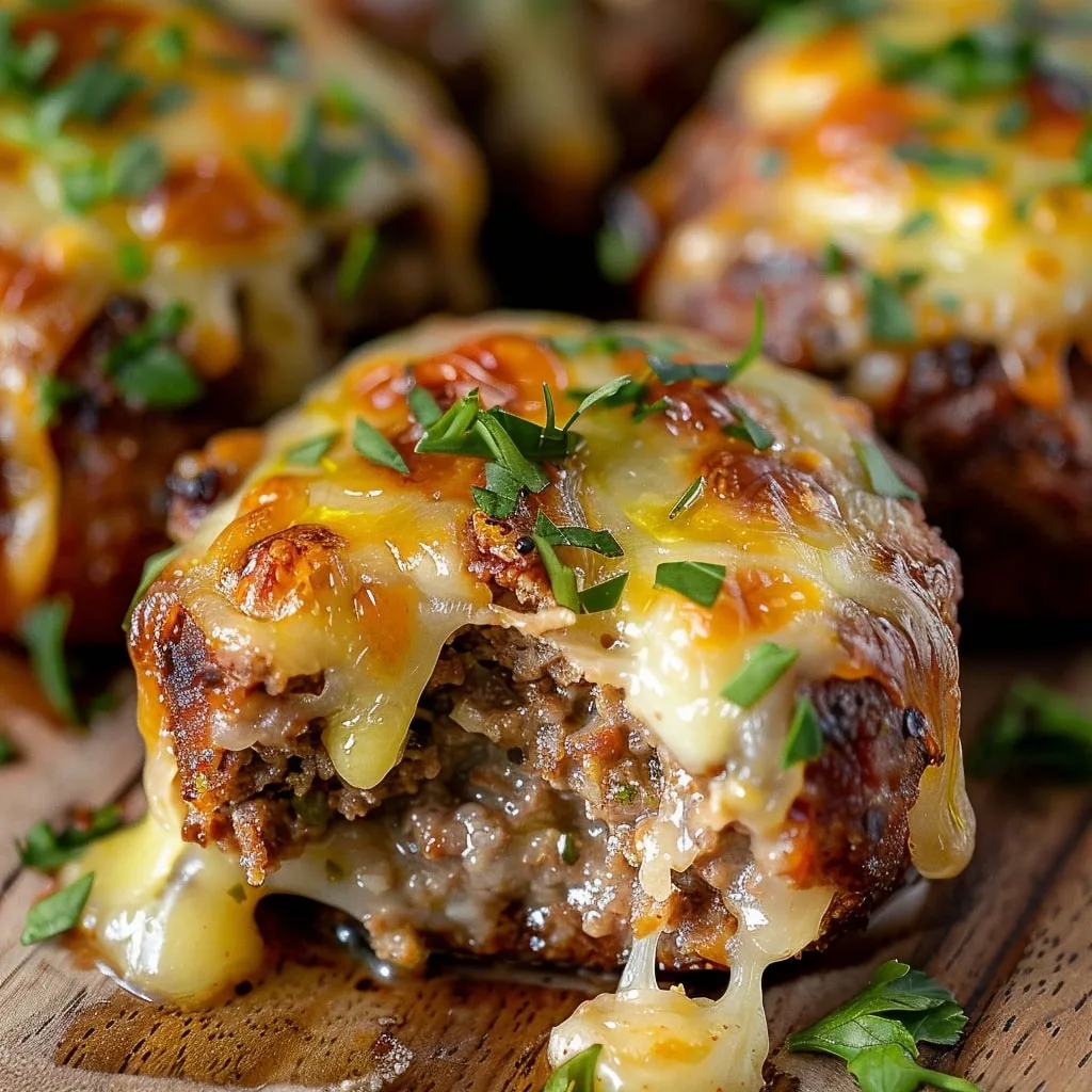 Cheesy Stuffed Meatloaf Bites