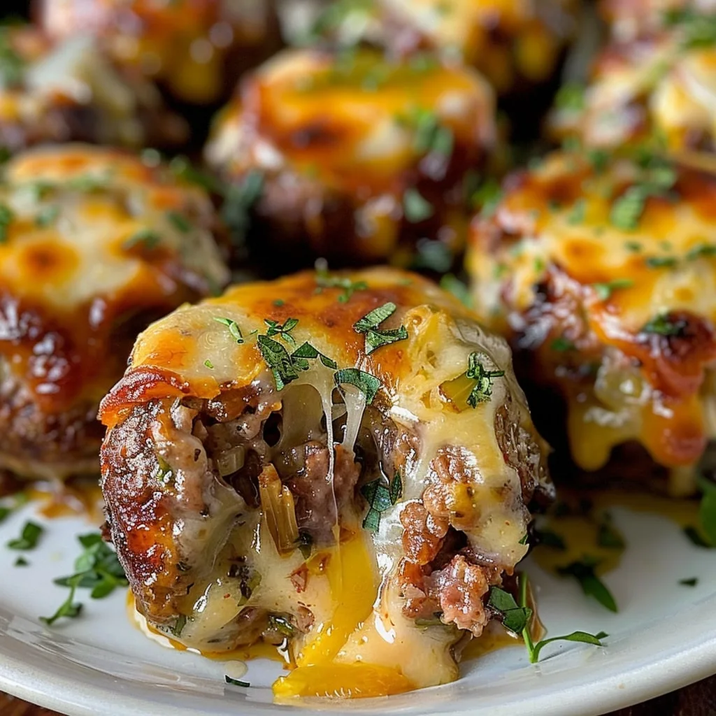 Cheesy Stuffed Meatloaf Bites 2