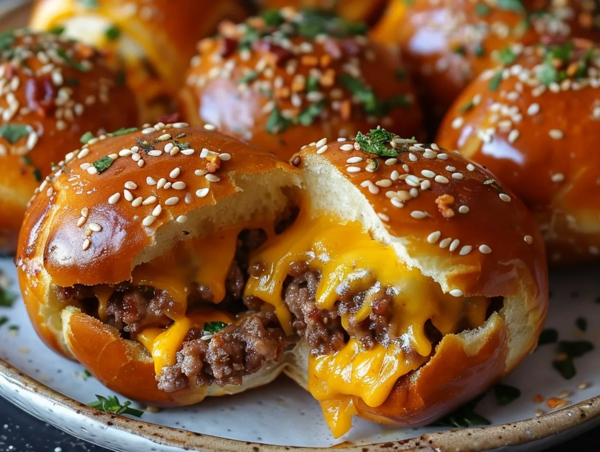 Cheeseburger Pretzel Bombs