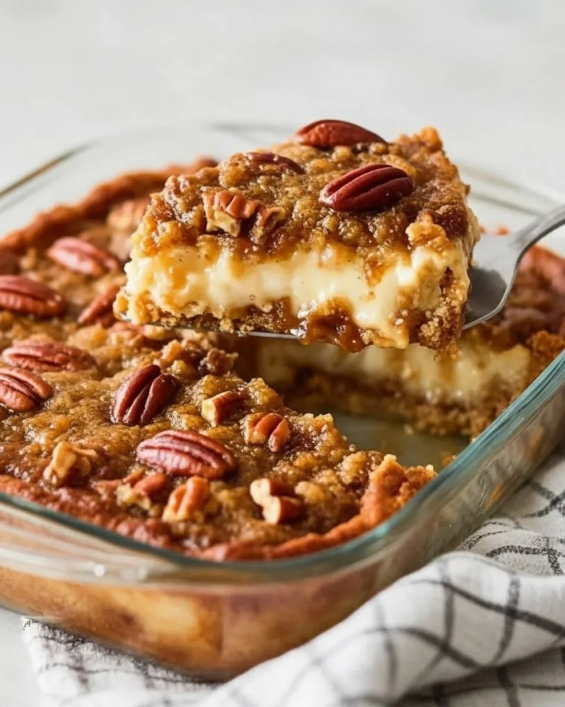 Pecan filling mixture with corn syrup and pecans in glass bowl