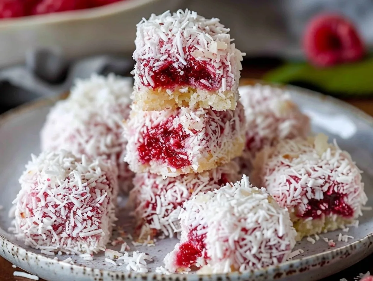 Raspberry Coconut Cake Bites