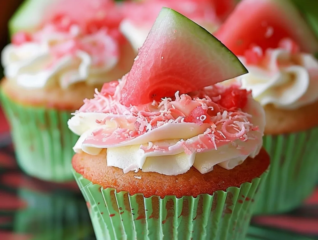 Watermelon Coconut Cupcakes
