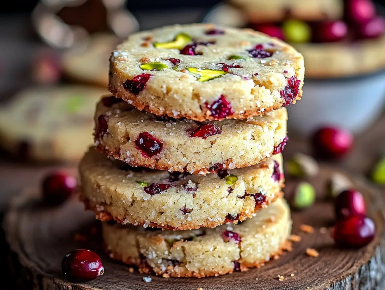 Cranberry Pistachio Shortbread Cookies