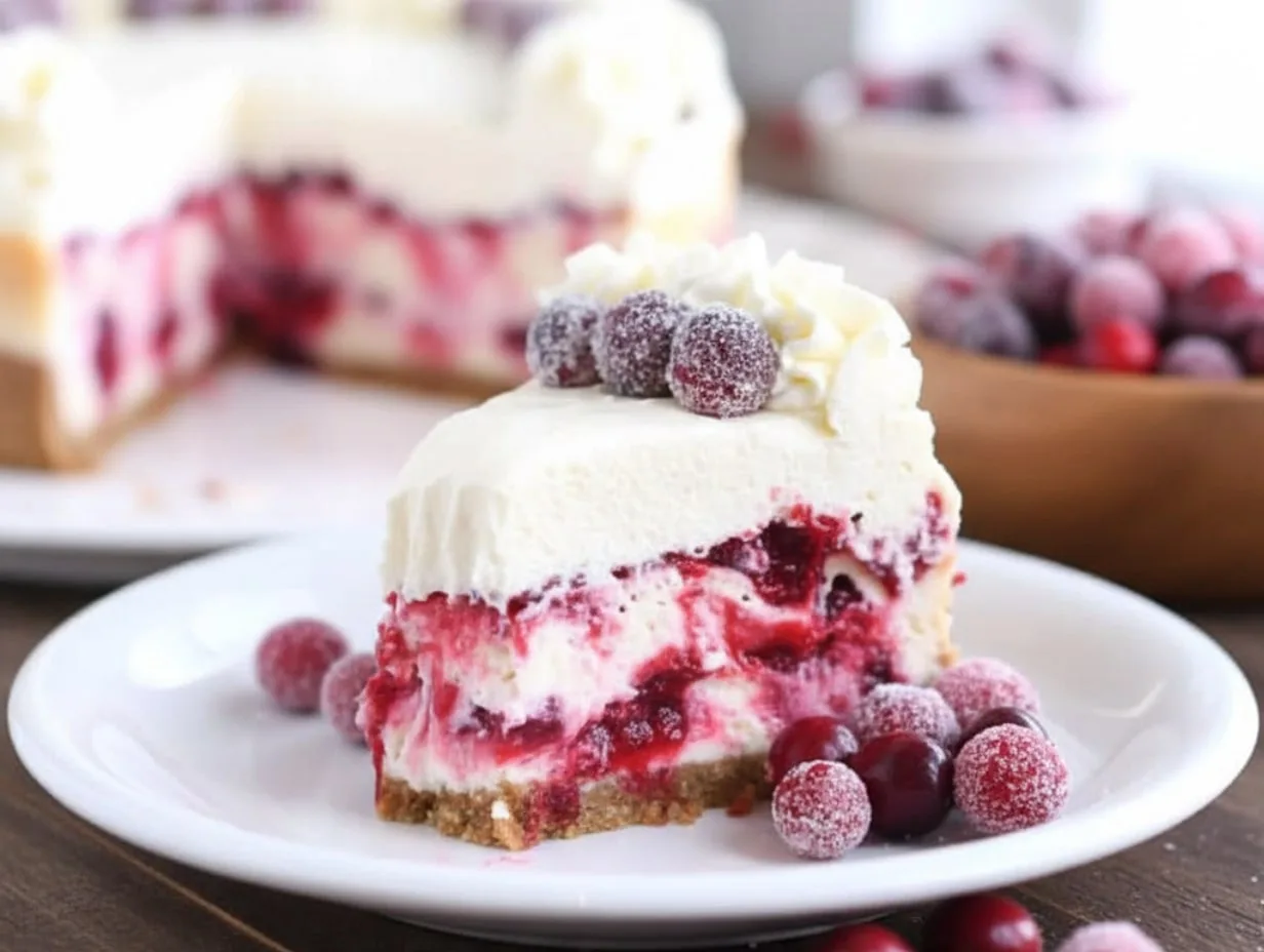 Cranberry White Chocolate Mousse Cheesecake (Christmas Cheesecake)